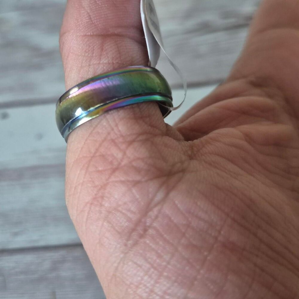 Iridescent Men's Multicolored Ring Size Size 11.5
